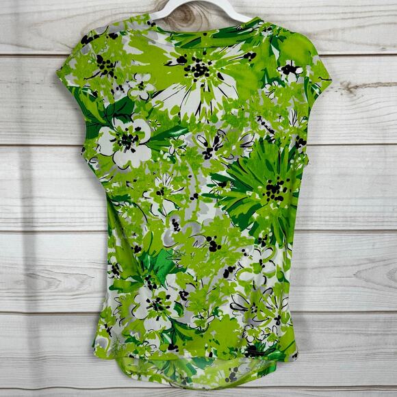 Worthington Petite Green & White Floral Print Cowl Neck Blouse Size PL - Picture 4 of 8